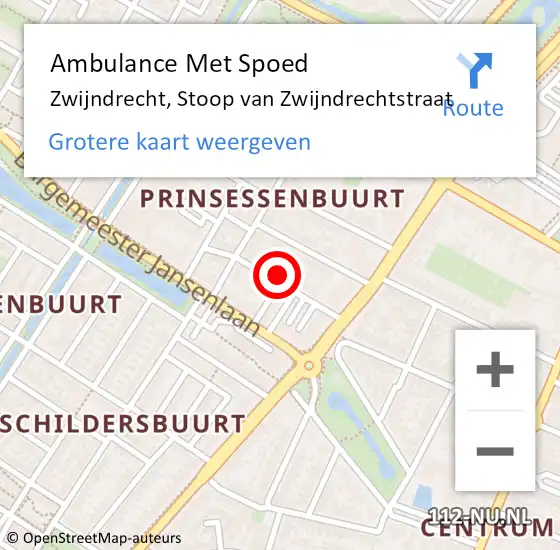 Locatie op kaart van de 112 melding: Ambulance Met Spoed Naar Zwijndrecht, Stoop van Zwijndrechtstraat op 8 november 2022 02:03