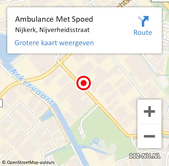 Locatie op kaart van de 112 melding: Ambulance Met Spoed Naar Nijkerk, Nijverheidsstraat op 8 november 2022 02:43