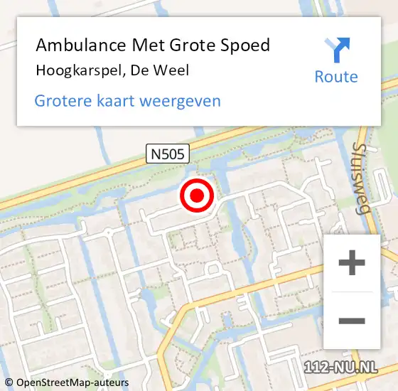 Locatie op kaart van de 112 melding: Ambulance Met Grote Spoed Naar Hoogkarspel, De Weel op 8 november 2022 02:57