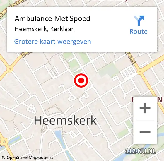 Locatie op kaart van de 112 melding: Ambulance Met Spoed Naar Heemskerk, Kerklaan op 8 november 2022 03:20