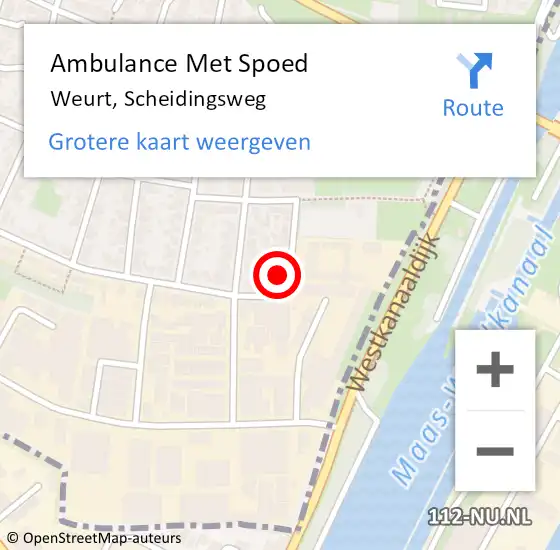 Locatie op kaart van de 112 melding: Ambulance Met Spoed Naar Weurt, Scheidingsweg op 8 november 2022 04:04