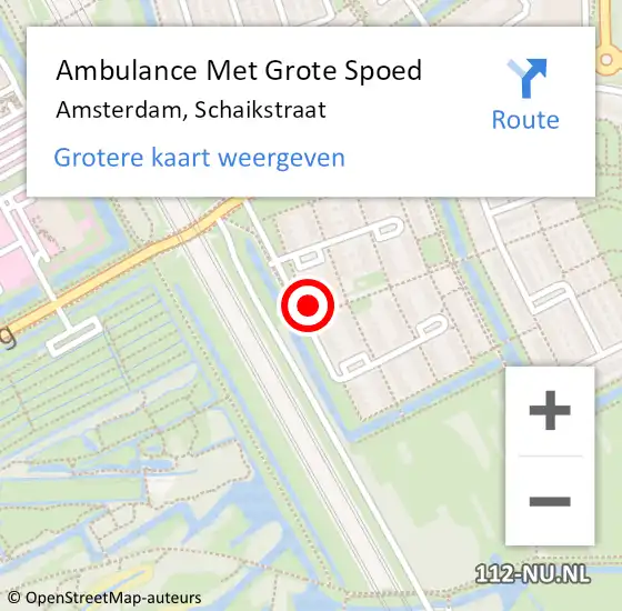 Locatie op kaart van de 112 melding: Ambulance Met Grote Spoed Naar Amsterdam-Zuidoost, Schaikstraat op 8 november 2022 05:09