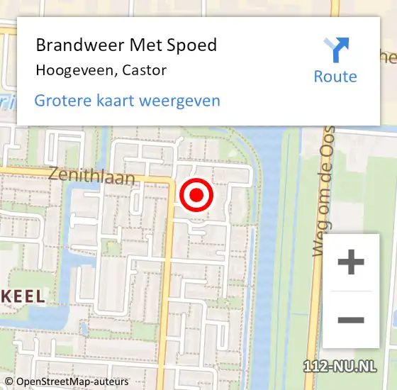 Locatie op kaart van de 112 melding: Brandweer Met Spoed Naar Hoogeveen, Castor op 8 november 2022 05:17