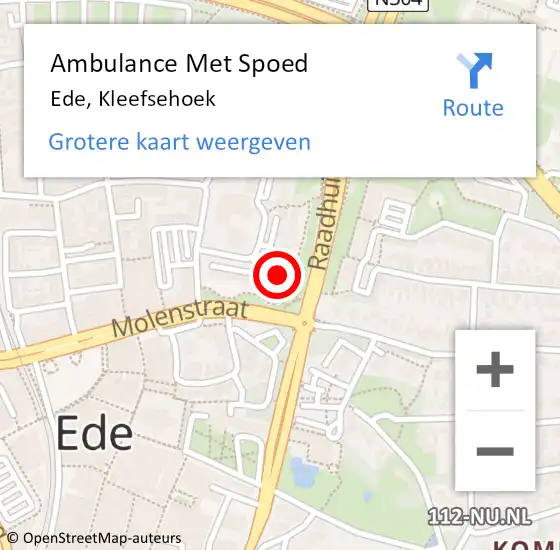 Locatie op kaart van de 112 melding: Ambulance Met Spoed Naar Ede, Kleefsehoek op 8 november 2022 05:26