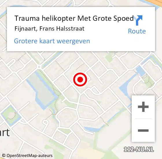 Locatie op kaart van de 112 melding: Trauma helikopter Met Grote Spoed Naar Fijnaart, Frans Halsstraat op 8 november 2022 06:17