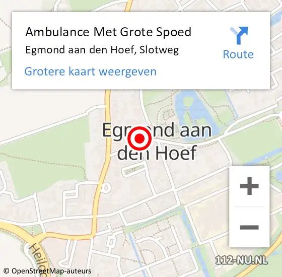 Locatie op kaart van de 112 melding: Ambulance Met Grote Spoed Naar Egmond aan den Hoef, Slotweg op 8 november 2022 06:44