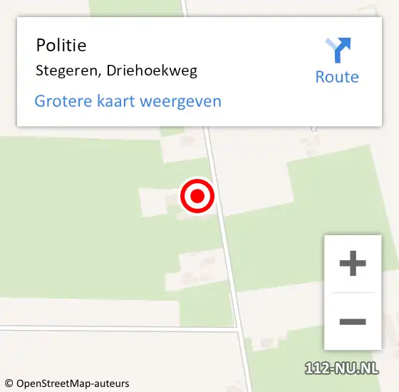 Locatie op kaart van de 112 melding: Politie Stegeren, Driehoekweg op 8 november 2022 06:49