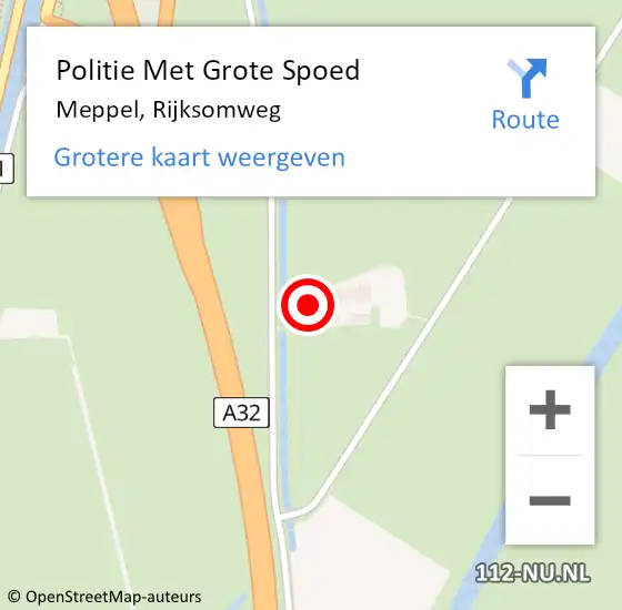 Locatie op kaart van de 112 melding: Politie Met Grote Spoed Naar Meppel, Rijksomweg op 8 november 2022 07:18