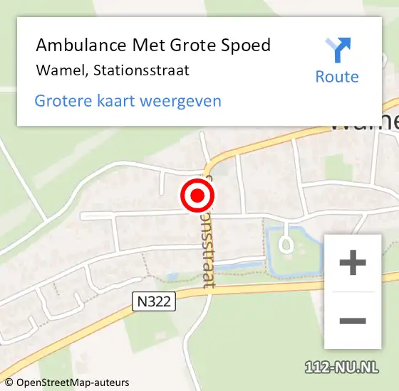 Locatie op kaart van de 112 melding: Ambulance Met Grote Spoed Naar Wamel, Stationsstraat op 8 november 2022 08:16