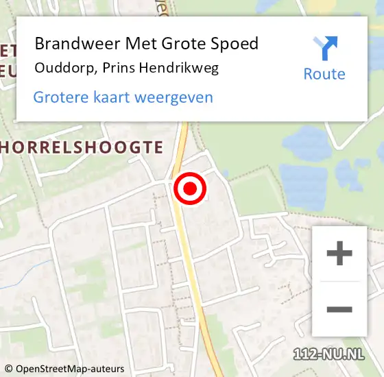 Locatie op kaart van de 112 melding: Brandweer Met Grote Spoed Naar Ouddorp, Prins Hendrikweg op 8 november 2022 08:19