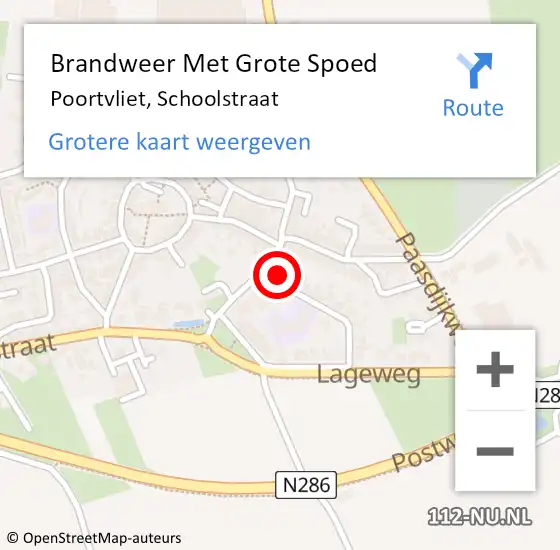 Locatie op kaart van de 112 melding: Brandweer Met Grote Spoed Naar Poortvliet, Schoolstraat op 4 augustus 2014 10:29