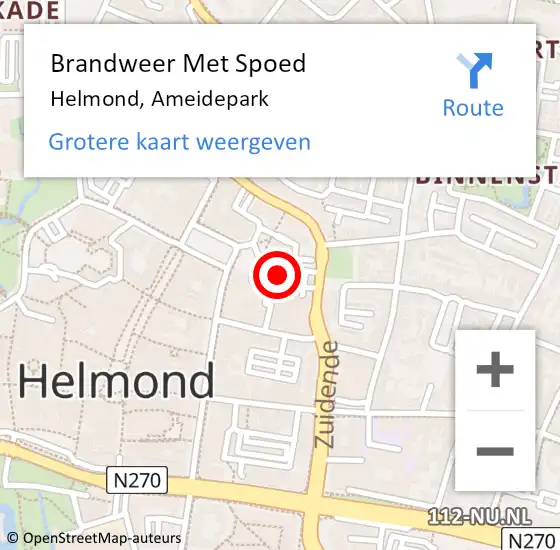 Locatie op kaart van de 112 melding: Brandweer Met Spoed Naar Helmond, Ameidepark op 8 november 2022 09:10