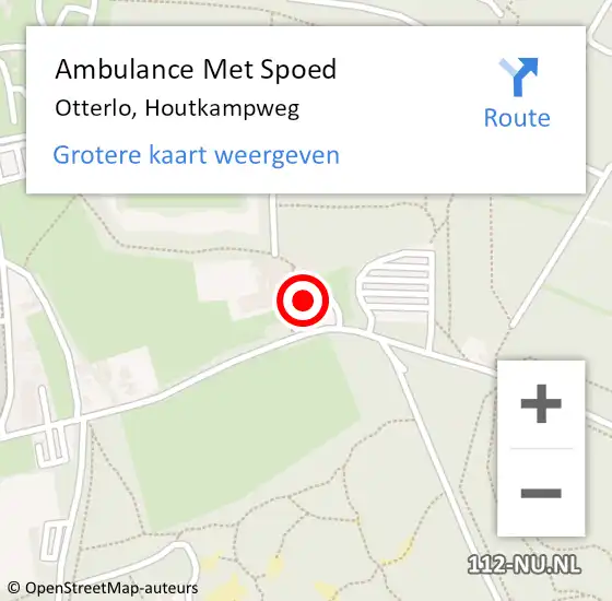 Locatie op kaart van de 112 melding: Ambulance Met Spoed Naar Otterlo, Houtkampweg op 8 november 2022 09:17