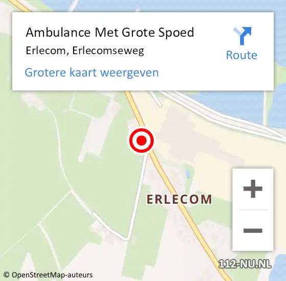 Locatie op kaart van de 112 melding: Ambulance Met Grote Spoed Naar Erlecom, Erlecomseweg op 8 november 2022 09:24
