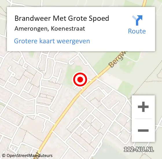 Locatie op kaart van de 112 melding: Brandweer Met Grote Spoed Naar Amerongen, Koenestraat op 4 augustus 2014 10:39