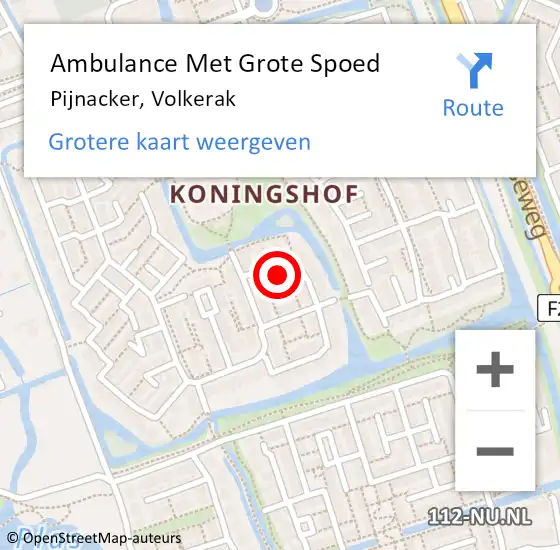 Locatie op kaart van de 112 melding: Ambulance Met Grote Spoed Naar Pijnacker, Volkerak op 8 november 2022 09:37