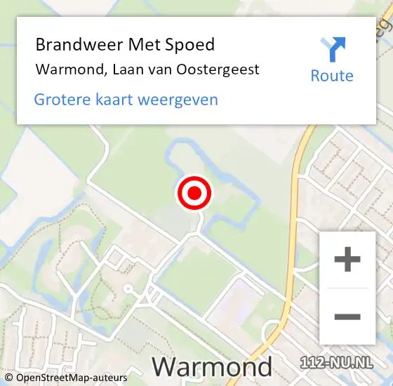 Locatie op kaart van de 112 melding: Brandweer Met Spoed Naar Warmond, Laan van Oostergeest op 8 november 2022 09:52