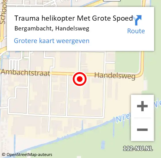 Locatie op kaart van de 112 melding: Trauma helikopter Met Grote Spoed Naar Bergambacht, Handelsweg op 8 november 2022 10:24