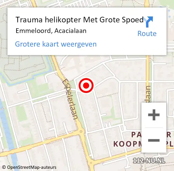 Locatie op kaart van de 112 melding: Trauma helikopter Met Grote Spoed Naar Emmeloord, Acacialaan op 8 november 2022 10:33