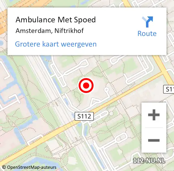 Locatie op kaart van de 112 melding: Ambulance Met Spoed Naar Amsterdam-Zuidoost, Niftrikhof op 8 november 2022 10:37