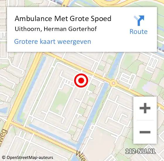 Locatie op kaart van de 112 melding: Ambulance Met Grote Spoed Naar Uithoorn, Herman Gorterhof op 8 november 2022 10:39