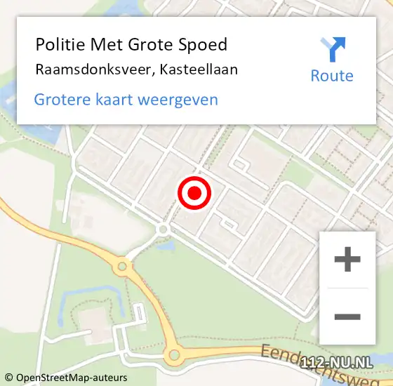 Locatie op kaart van de 112 melding: Politie Met Grote Spoed Naar Raamsdonksveer, Kasteellaan op 8 november 2022 10:50