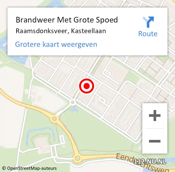 Locatie op kaart van de 112 melding: Brandweer Met Grote Spoed Naar Raamsdonksveer, Kasteellaan op 8 november 2022 10:56