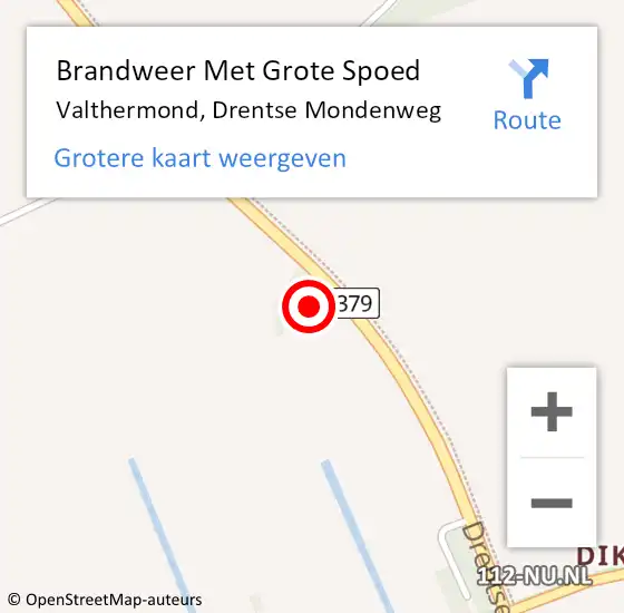 Locatie op kaart van de 112 melding: Brandweer Met Grote Spoed Naar Valthermond, Drentse Mondenweg op 8 november 2022 11:20