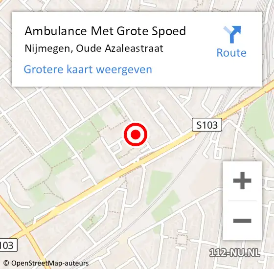 Locatie op kaart van de 112 melding: Ambulance Met Grote Spoed Naar Nijmegen, Oude Azaleastraat op 8 november 2022 11:23