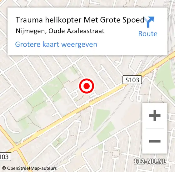 Locatie op kaart van de 112 melding: Trauma helikopter Met Grote Spoed Naar Nijmegen, Oude Azaleastraat op 8 november 2022 11:24