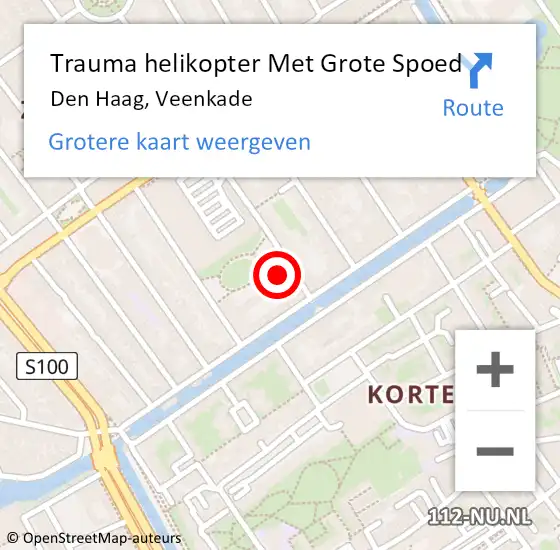 Locatie op kaart van de 112 melding: Trauma helikopter Met Grote Spoed Naar Den Haag, Veenkade op 8 november 2022 11:26