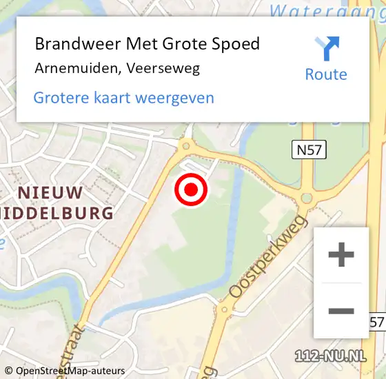 Locatie op kaart van de 112 melding: Brandweer Met Grote Spoed Naar Arnemuiden, Veerseweg op 8 november 2022 12:01