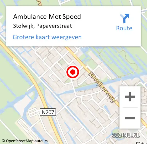 Locatie op kaart van de 112 melding: Ambulance Met Spoed Naar Stolwijk, Papaverstraat op 8 november 2022 12:09