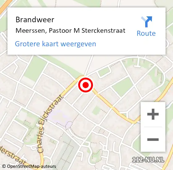 Locatie op kaart van de 112 melding: Brandweer Meerssen, Pastoor M Sterckenstraat op 4 augustus 2014 10:56