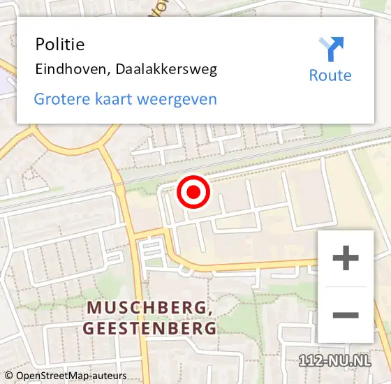 Locatie op kaart van de 112 melding: Politie Eindhoven, Daalakkersweg op 8 november 2022 12:26