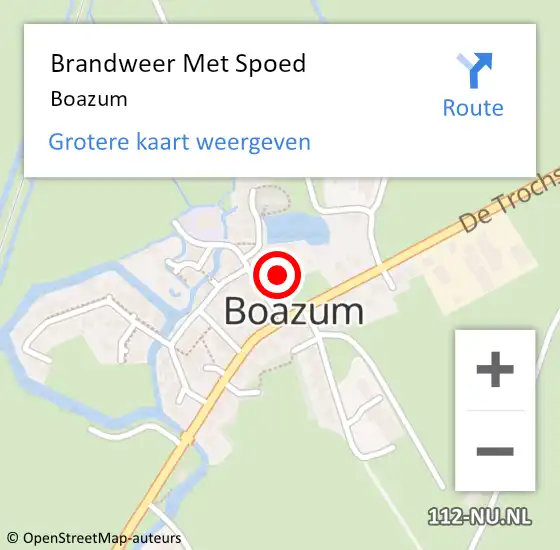 Locatie op kaart van de 112 melding: Brandweer Met Spoed Naar Boazum op 10 oktober 2013 13:43