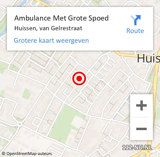 Locatie op kaart van de 112 melding: Ambulance Met Grote Spoed Naar Huissen, van Gelrestraat op 8 november 2022 12:34