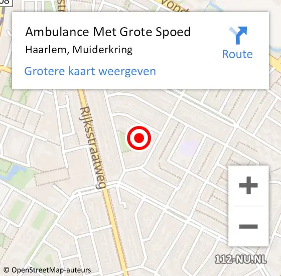 Locatie op kaart van de 112 melding: Ambulance Met Grote Spoed Naar Haarlem, Muiderkring op 8 november 2022 13:05