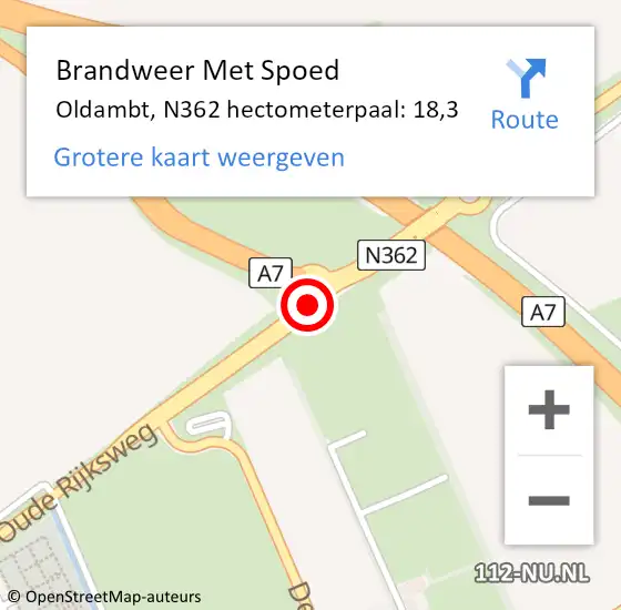 Locatie op kaart van de 112 melding: Brandweer Met Spoed Naar Oldambt, N362 hectometerpaal: 18,3 op 8 november 2022 13:46