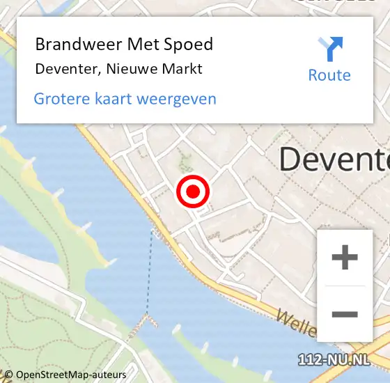 Locatie op kaart van de 112 melding: Brandweer Met Spoed Naar Deventer, Nieuwe Markt op 8 november 2022 13:49