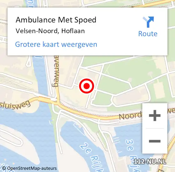 Locatie op kaart van de 112 melding: Ambulance Met Spoed Naar Velsen-Noord, Hoflaan op 8 november 2022 14:15