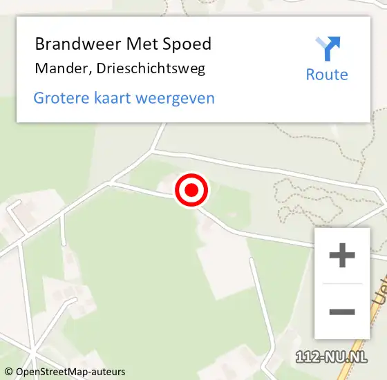 Locatie op kaart van de 112 melding: Brandweer Met Spoed Naar Mander, Drieschichtsweg op 8 november 2022 14:26