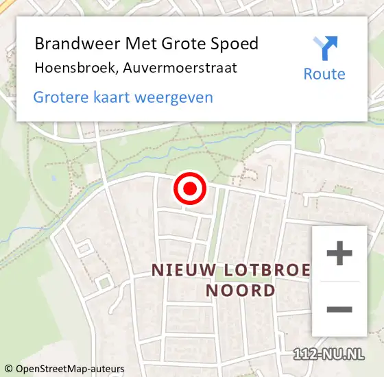 Locatie op kaart van de 112 melding: Brandweer Met Grote Spoed Naar Hoensbroek, Auvermoerstraat op 8 november 2022 14:39