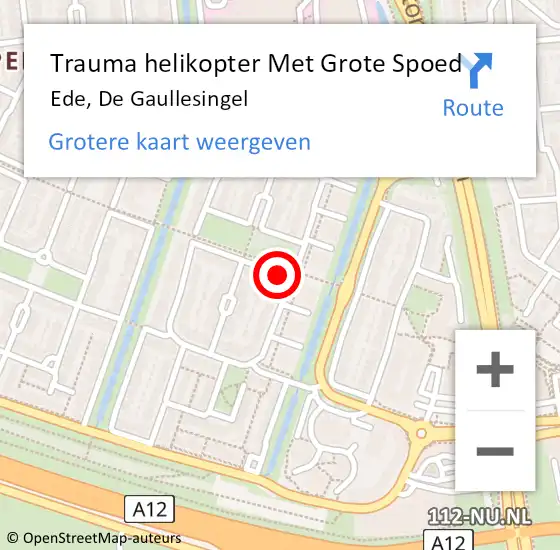 Locatie op kaart van de 112 melding: Trauma helikopter Met Grote Spoed Naar Ede, De Gaullesingel op 8 november 2022 14:47