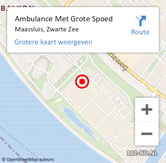 Locatie op kaart van de 112 melding: Ambulance Met Grote Spoed Naar Maassluis, Zwarte Zee op 8 november 2022 14:50