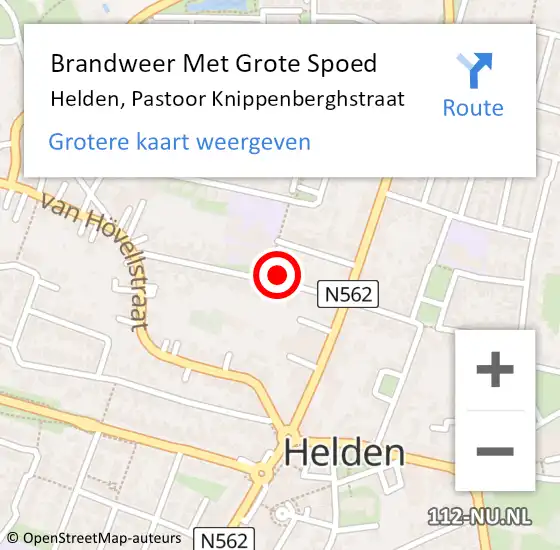 Locatie op kaart van de 112 melding: Brandweer Met Grote Spoed Naar Helden, Pastoor Knippenberghstraat op 8 november 2022 15:03