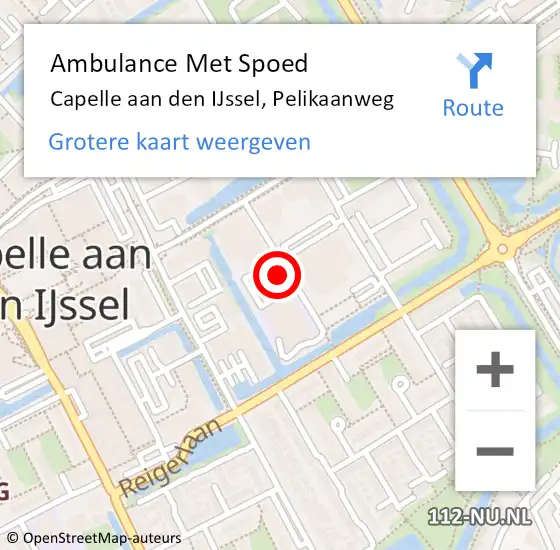 Locatie op kaart van de 112 melding: Ambulance Met Spoed Naar Capelle aan den IJssel, Pelikaanweg op 8 november 2022 15:07