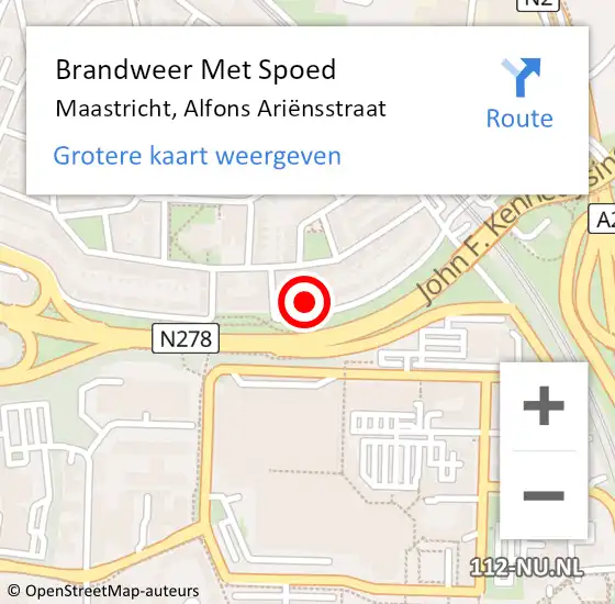 Locatie op kaart van de 112 melding: Brandweer Met Spoed Naar Maastricht, Alfons Ariënsstraat op 8 november 2022 15:37