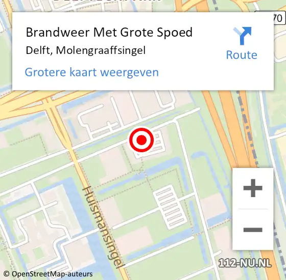 Locatie op kaart van de 112 melding: Brandweer Met Grote Spoed Naar Delft, Molengraaffsingel op 8 november 2022 15:37