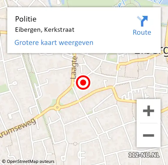 Locatie op kaart van de 112 melding: Politie Eibergen, Kerkstraat op 8 november 2022 16:15